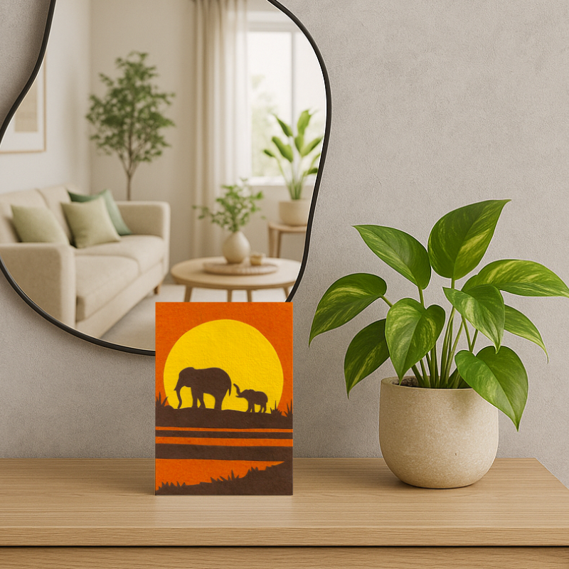 Elephants At Sunrise - Wenskaart