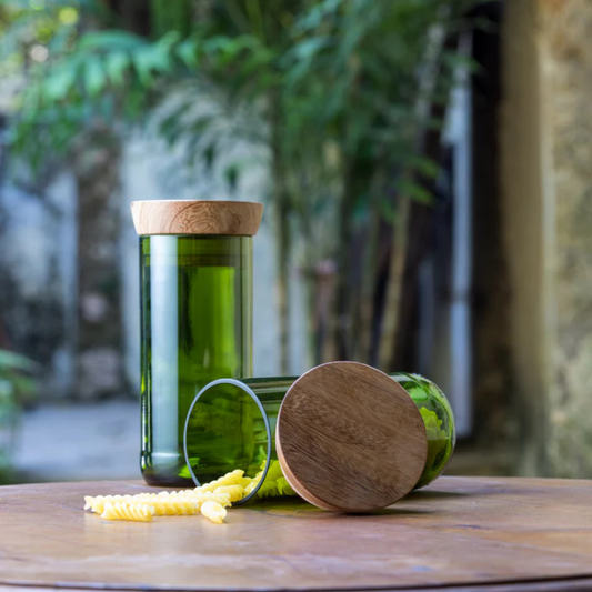 Handgemaakte Mdalasini Voorraadpot | set van 2 - Gerecycled glas