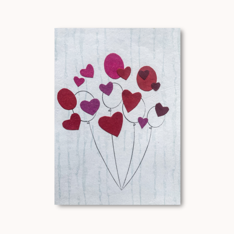 Hearts & Balloons - Wenskaart