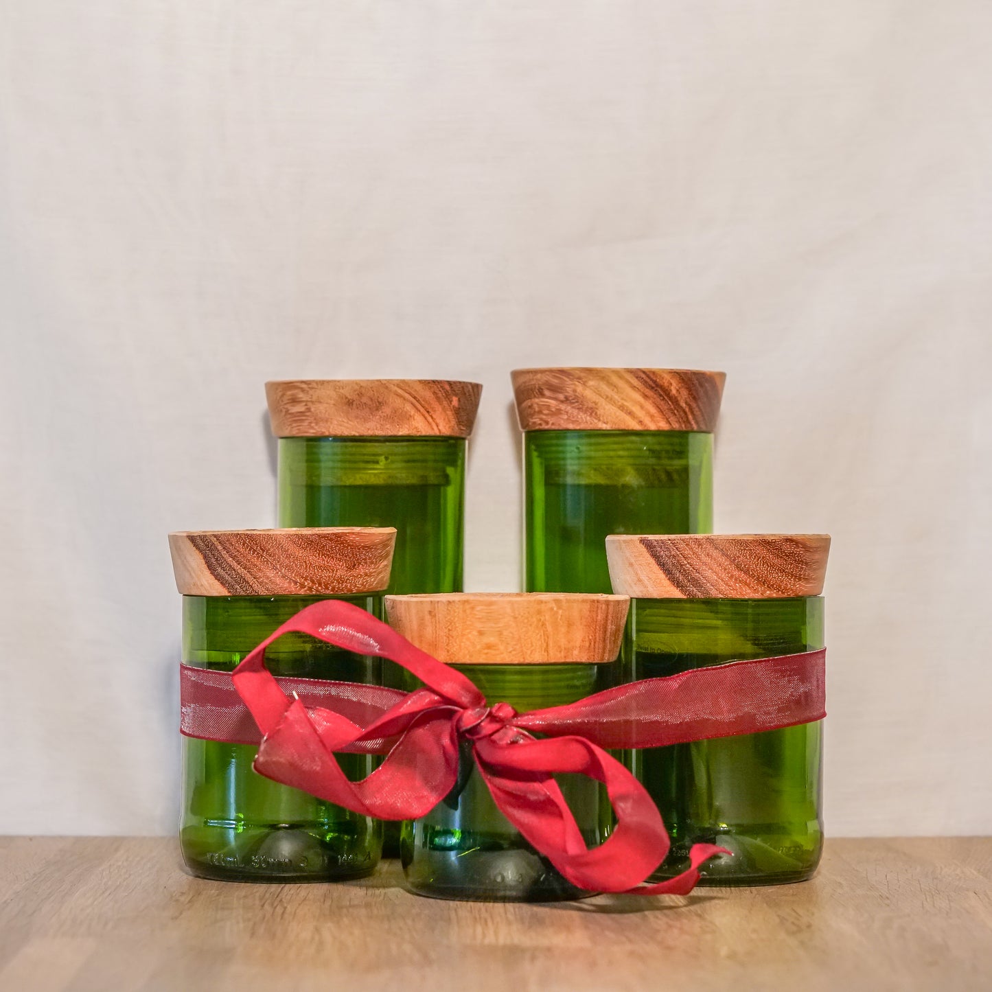 Gegraveerde voorraadpotten van gerecycled glas