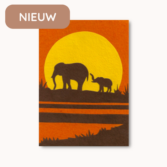 Elephants At Sunrise - Wenskaart